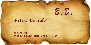 Beles Dezső névjegykártya